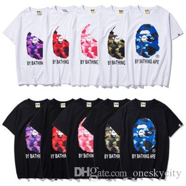 

2018. новая мужских дизайнер футболки кубка мира по футболу ape pattern распечатан купальные сложные полиэфиры ape повседневная короткий рук, White;black