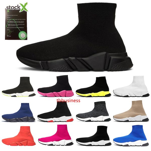 

stock x speed trainer casual shoes for men women sock shoes black white blue red pink flat runner sneakers size 36-45