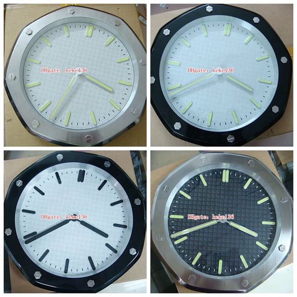 

9 color fashion wall clock royal oak offshore mute stainless steel 15400 home decoration vk quartz electronic luminescent wall clocks, Slivery;black