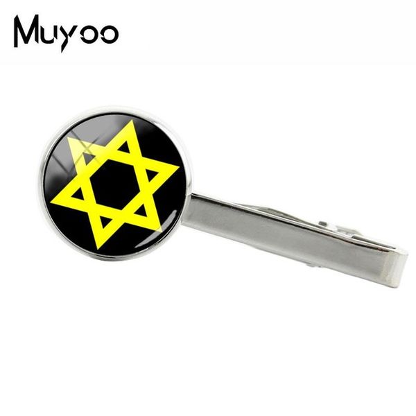 

new jewish star of david tie clip glass dome cabochon clips handmade jewelry art clip, Silver