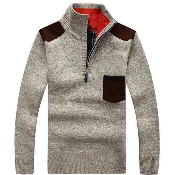 

2019 thicken turtleneck knit sweaters for men winter solid colour mens sweater zipper winter warm pocket male jacket slim coats, White;black