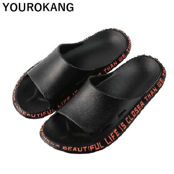 

summer men slippers beach shoes male flip flops lightweight fashion new arrival lovers couple slippers bathroom slides, Black
