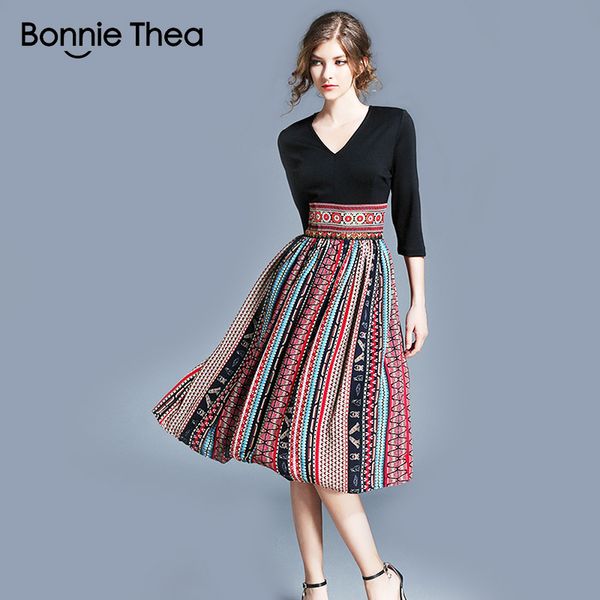 

boho print black patchwork autumn dress office work casual ladies dresses femme vintage slim short dress dresses vestidos, Black;gray