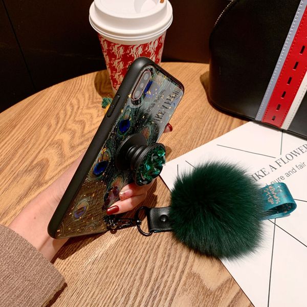 

2019 latest for iphone xs peacock case drop glue phone case leopard print and peacock grain designer phone case