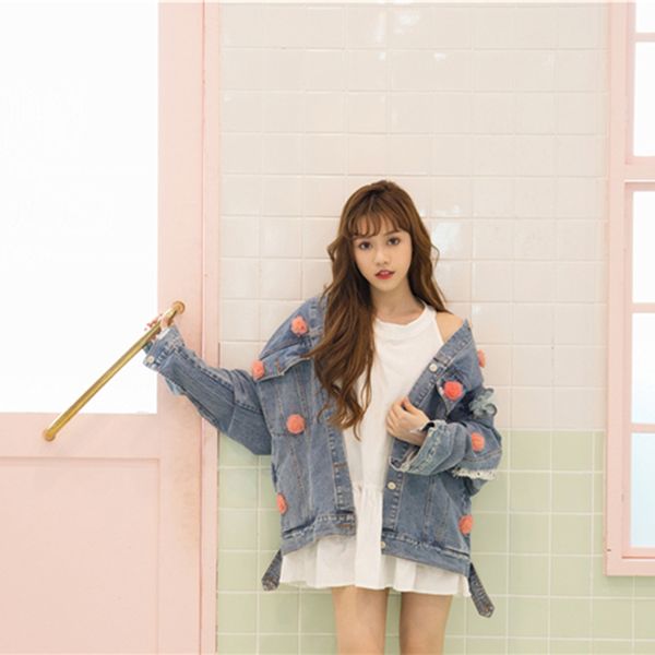 

2019 women jean jacket sweet flower embroidery denim jackets female loose autumn coats women's large size jeans jacket, Black;brown