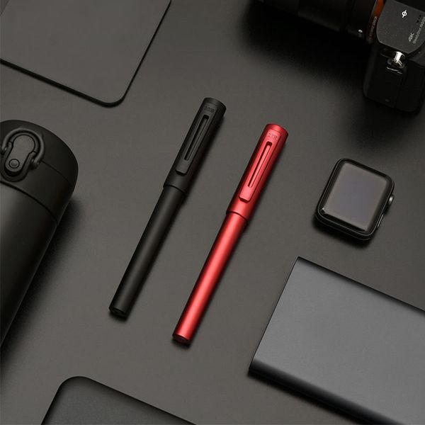 

new arrival kaco metal aluminum high-end painting fountain pen with iron box, f nib 0.5mm ink pen gift set for office business