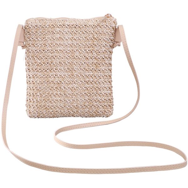 

summer new japanese and korean wind ins europe and america wild mobile phone small square bag solid color straw woven bag
