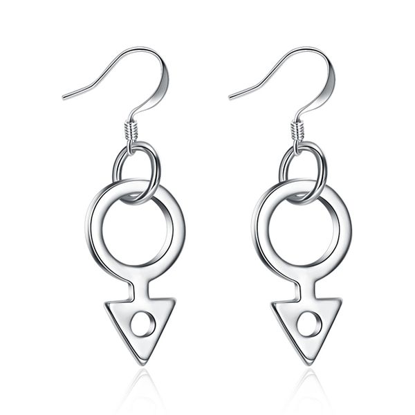 

plated sterling silver fashion geometric earrings djse958 size 3.4*1.1cm;women's 925 silver plate charm jewelry earrings, Golden