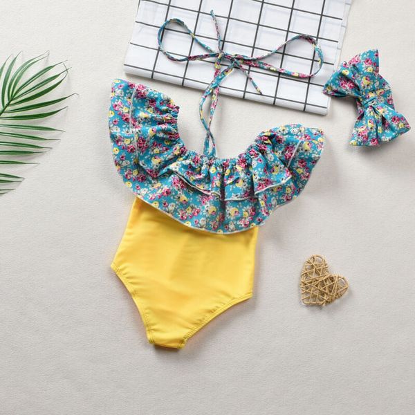 

toddler kids baby girl floral bikini set swimwear swimsuit swimming bathing suit 1-6t, Blue