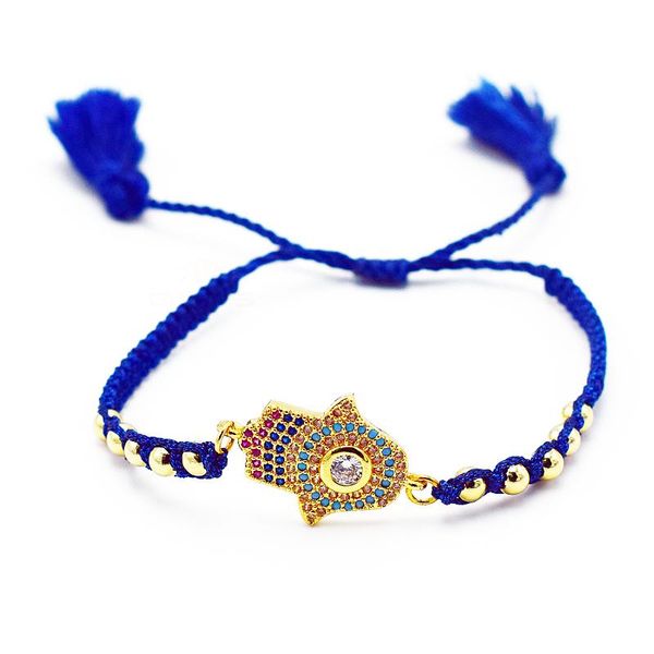 

luxury cz zircon fatima palm gold bracelet for women rainbow zircon bangles steel bead tassel bracelet jewelry fashion boho, Golden;silver