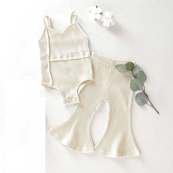 

2pcs girls casual sling clothing sets romper baby lovely heart-shaped jumpsuit cargo pants bodysuits kids clothing children outfit, White
