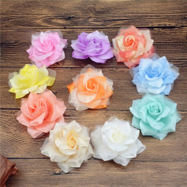 

200pcs artificial flower large silk 2 color fire rose head for wedding decoration diy garland decorative floristry fake flowers
