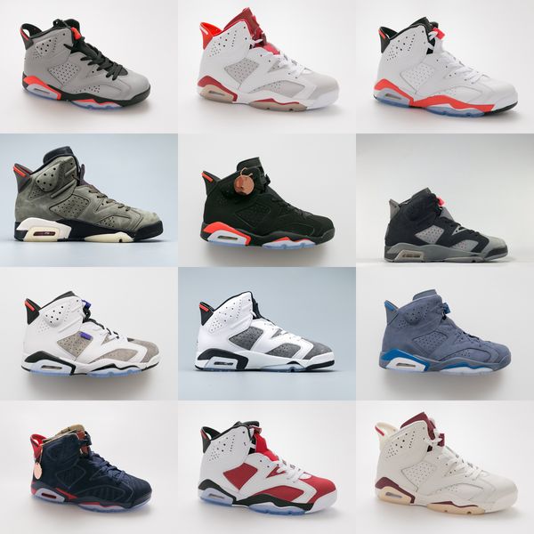 

new released travis x 6 medium olive black cat for men basketball sport shoes with box