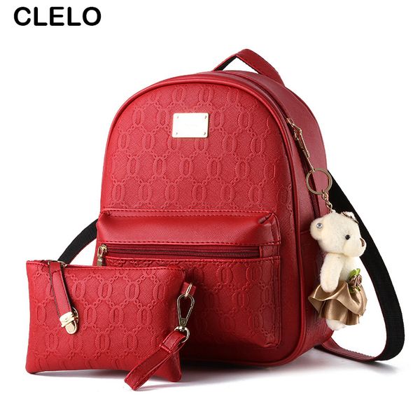 

clelo 2017 new backpack women bag embossing pu backpack school preppy style for teenage girls clutch bag
