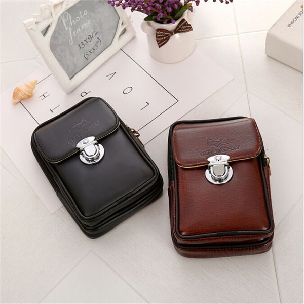 

waist bags 2021 pu leather fanny pack vintage packs purse men travel belt loops hip bum bag wallet mobile phone pouch