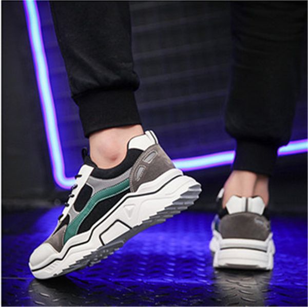

reflective mens casual shoes vintage striped printed dad shoes fashion breathable male shoes, Black