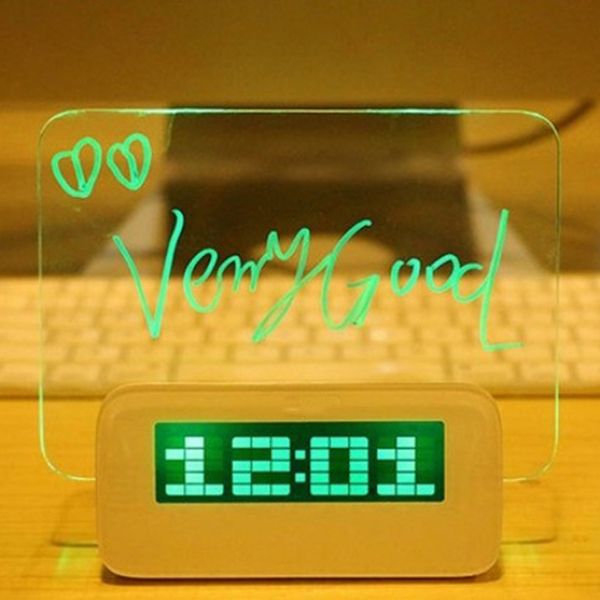 

high digital alarm clock with led luminous message board with 4 usb ports uej