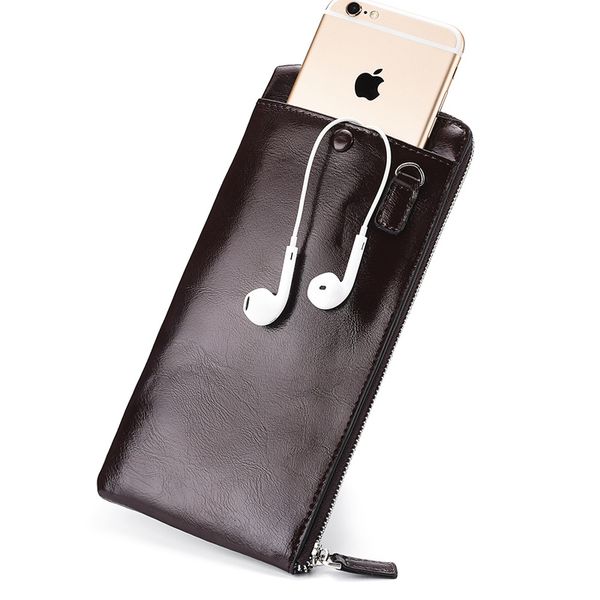 DHL мужская длинный кошелек молодежная молния мужская сумка для мобильного телефона ультратонкий мягкий кожаный ремешок бумажника, 3 цвета