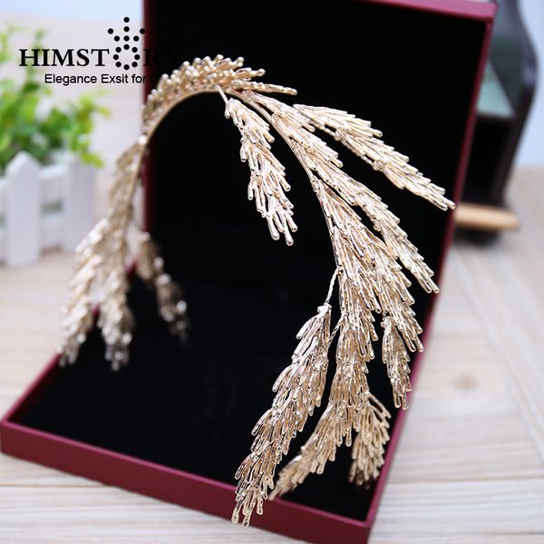 

baroque crowns gold leaf headband hair jewelry wedding hair accessories princess tiara handmade bridal headpiece headbands y200727, White;golden