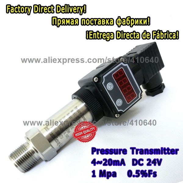

led diffused silicon digital display pressure transducer 4 to 20ma dc24v m20x1.5 1.0mpa 0.5% accuracy other range is available