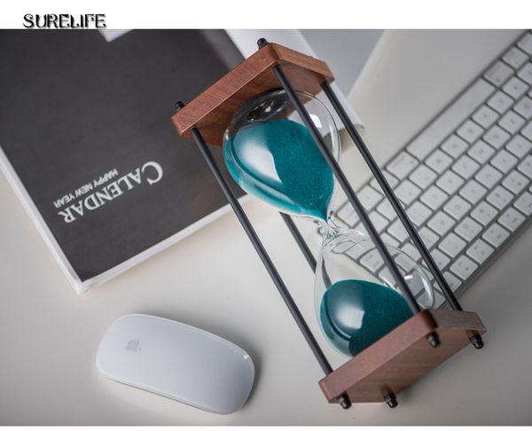 

30 minute sand hourglass timer sandglass countdown timing modern wooden sandglass sand clock timer home decoration wooden frame