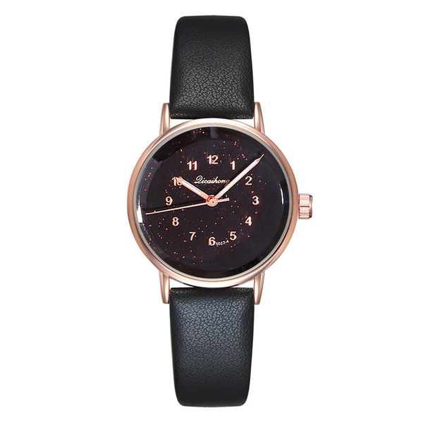 

fashion simple and simple relojes para mujer pu belt personality scale star sky dial belt with quartz women's watch, Slivery;brown