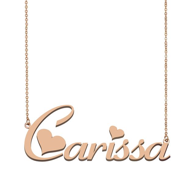 

carissa name necklace pendant for women girls birthday gift custom nameplate kids friends jewelry 18k gold plated stainless steel, Silver