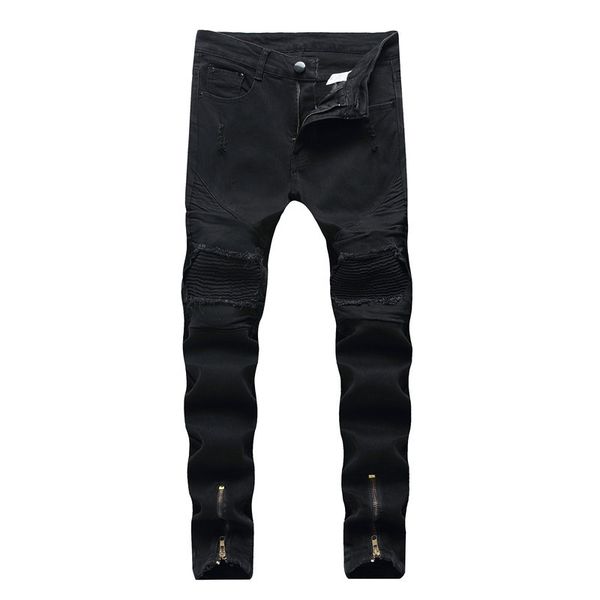 

casual jeans pants men destroyed denim trousers fashion jeans homme, Blue