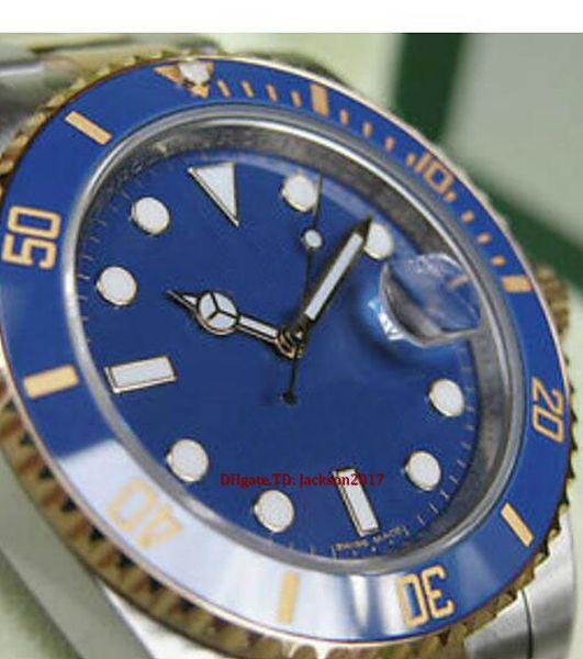 

christmas gift original box certificate mens watches 116613 mens steel yellow gold blue ceramic bezel 40mm, Slivery;brown