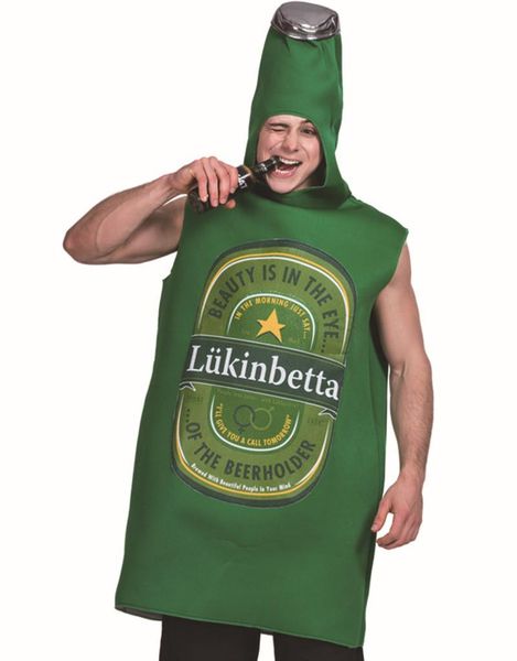 

beer cosplay mens theme costume halloween funny green printe size party costume, Black;red