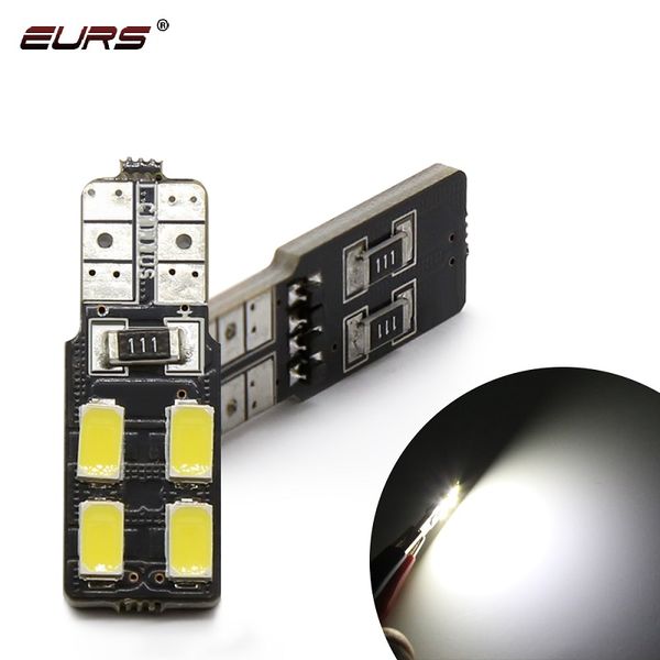 

eurs 100pcs t10 led w5w canbus 5630 4smd car light 194 168 error bulbs wedge lamp parking bulb band decoder sign trun light 12v