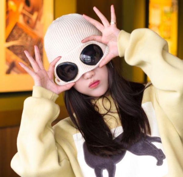 

fashion-glasses hat wool winter fashion gorros cap fixing stacking knitted hats women personality ski cap, Blue;gray