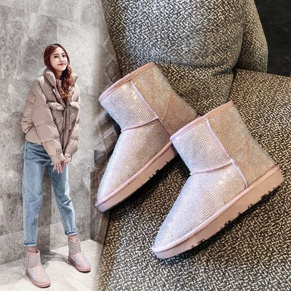 

boots women new 2019 australia shoes low heels booties luxury designer plush round toe winter footwear booties ladies lace up, Black