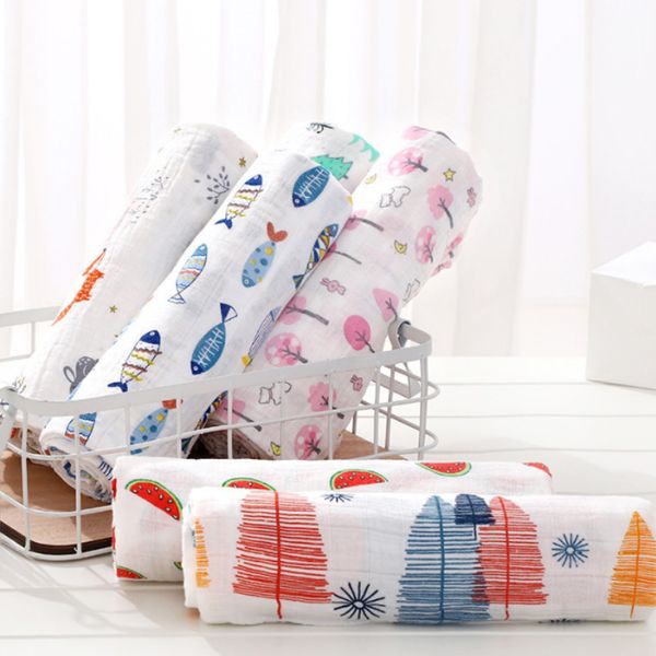 

100% cotton baby swaddles soft newborn blankets bath gauze infant wrap sleepsack stroller cover play mat muslin