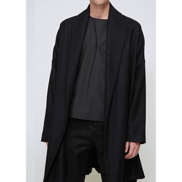 

2019 autumn and winter thickening long black cardigan woolen coat woolen coat belt jacket korean version of the british s-4xl