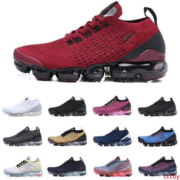 

2019 new knit fly 3.0 running shoes all blacks triple white army green mens womens breathable sneakers walking sports shoes size 36-46