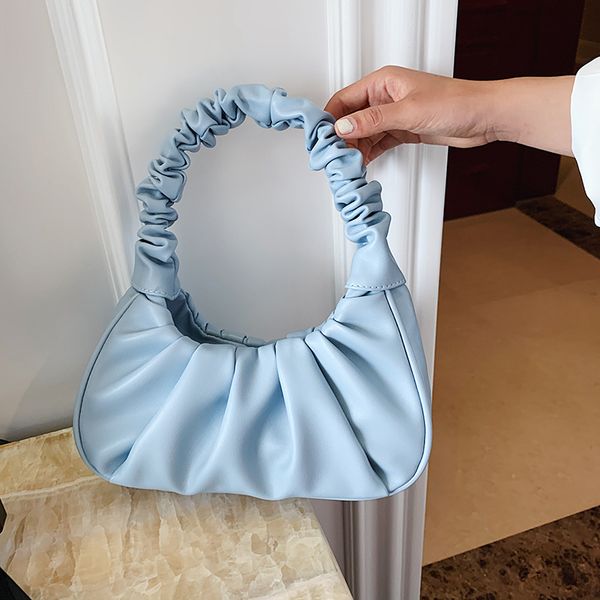 

folds design small pu leather shoulder bags for women 2020 elegant handbags female travel tote bags lady fashion hand