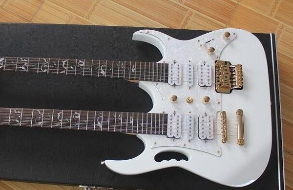 

new white 6+12 double neck electric guitar golden hardware ing