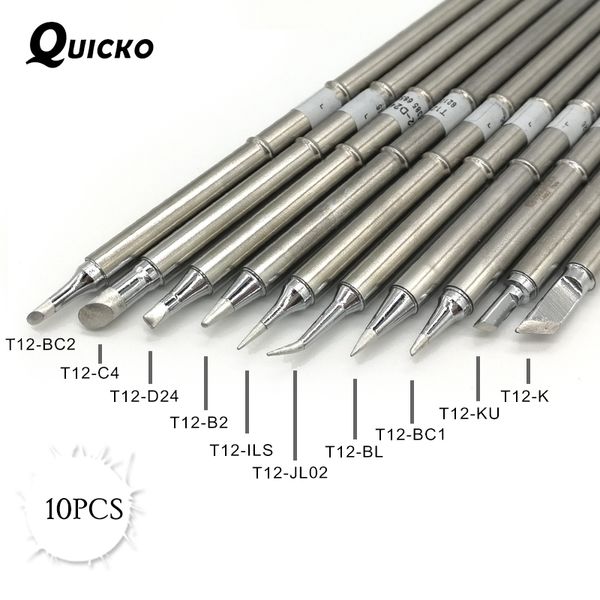 

10pcs/set t12-b2 t12-d24 t12-c4 ils jl02 ku k bc2 bl bc1 solder iron tips t12 series soldering rework station fx-951