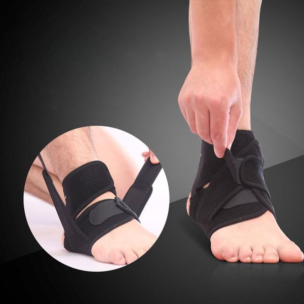 

black adjustable ankle foot support elastic brace guard football basketball, Blue;black