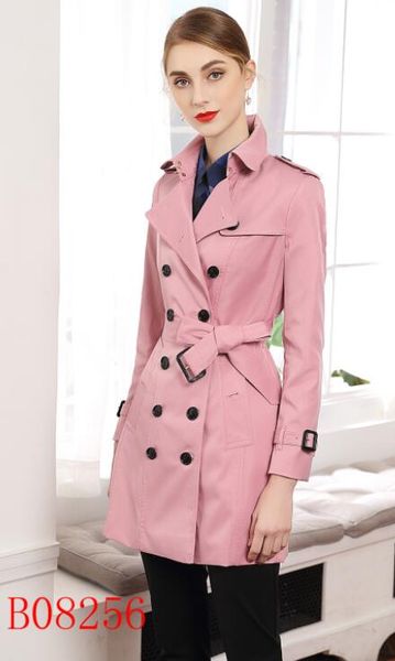 

new classic women fashion england british middle long trench coat/brand design double breasted trench coat size s-xxl 5 colors, Tan;black