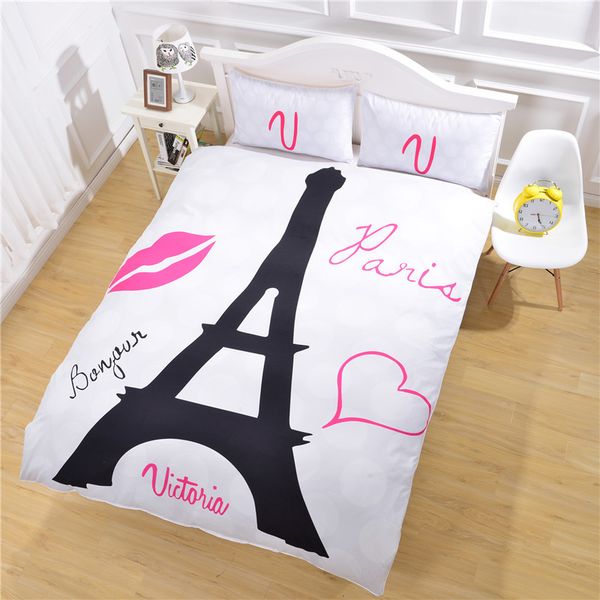 

bedding sets .wensd black paris set king  full twin bed comforter cotton duvet cover girl lady lips / love
