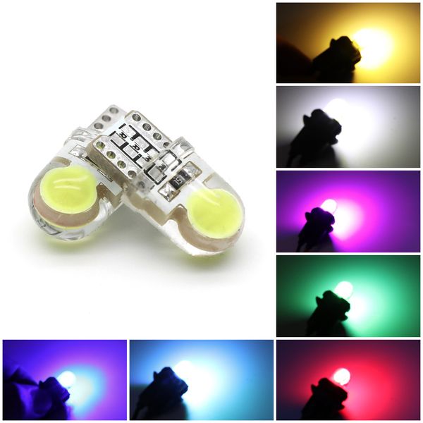 

10pcs t10 w5w silicone case cob led car parking light 501 wy5w silica gel shell led wedge interior dome lamp auto turn side bulb