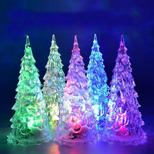 

5pcs/set colorful home decor xmas light gift ornament tower lamp led acrylic christmas tree night light new year drop shipping
