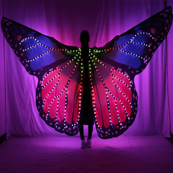 

новый женский танец живота крыло бабочки хэллоуин полный цвет пиксела smart светодиодные крылья девушки танцуют плащ аксессуары реквизит эта
