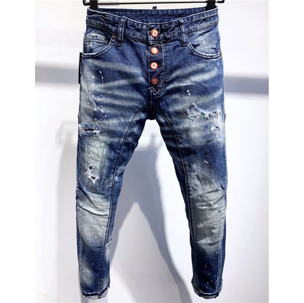 

2020 designer jeans mens fashion brand jeans casual denim pants distressed ripped jean denim embroidery trousers luxury 9 styles 2020740k, Blue