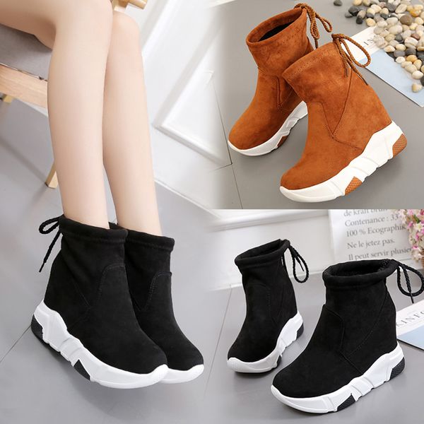

lace up shoes round toe women boots winter booties ladies bootee woman 2019 low heels booties australia mid-calf rock mid calf, Black