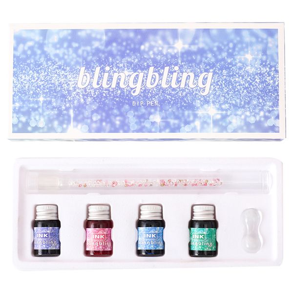 

jugal creative handmade art crystal pen glass dip pen sign color ink pens transparent offices school stationery art supplies