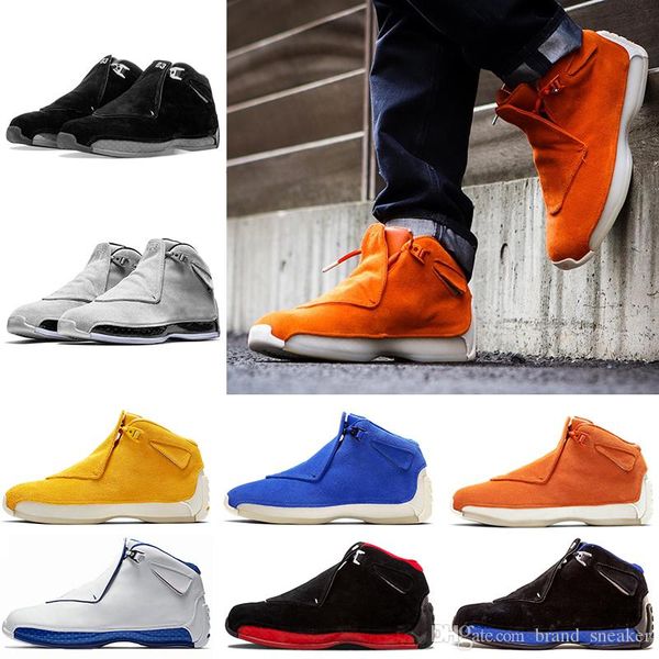 

fashion 18 18s xviii orange suede mens basketball shoes toro og asg black white red bred royal blue athletic sport sneakers trainer designer
