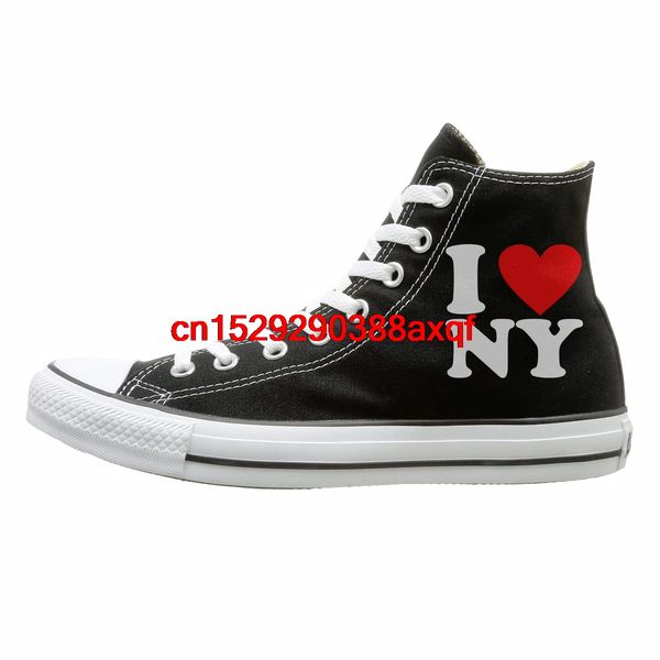 

canvas shoes i love ny new york casual high-lace ups sport sneakers for men women, Black